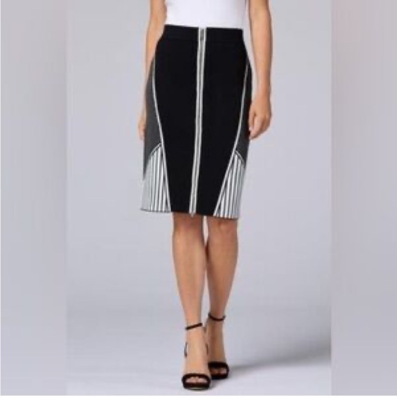 NEW Cache Mono Sporty Jacquard Knit Midi Skirt Zip Front Geometric XS - Picture 1 of 13